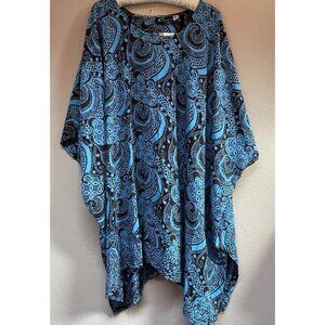 Exotica Womens Poncho Dress Beach Swimsuit Cover Up One Size Kaftan Blue New